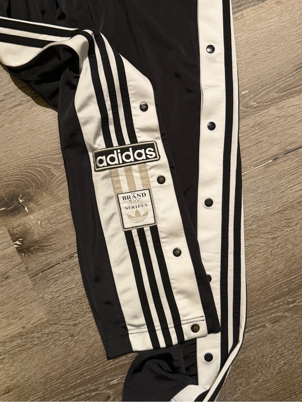 adidas Black & White Snap-Button Track Pants